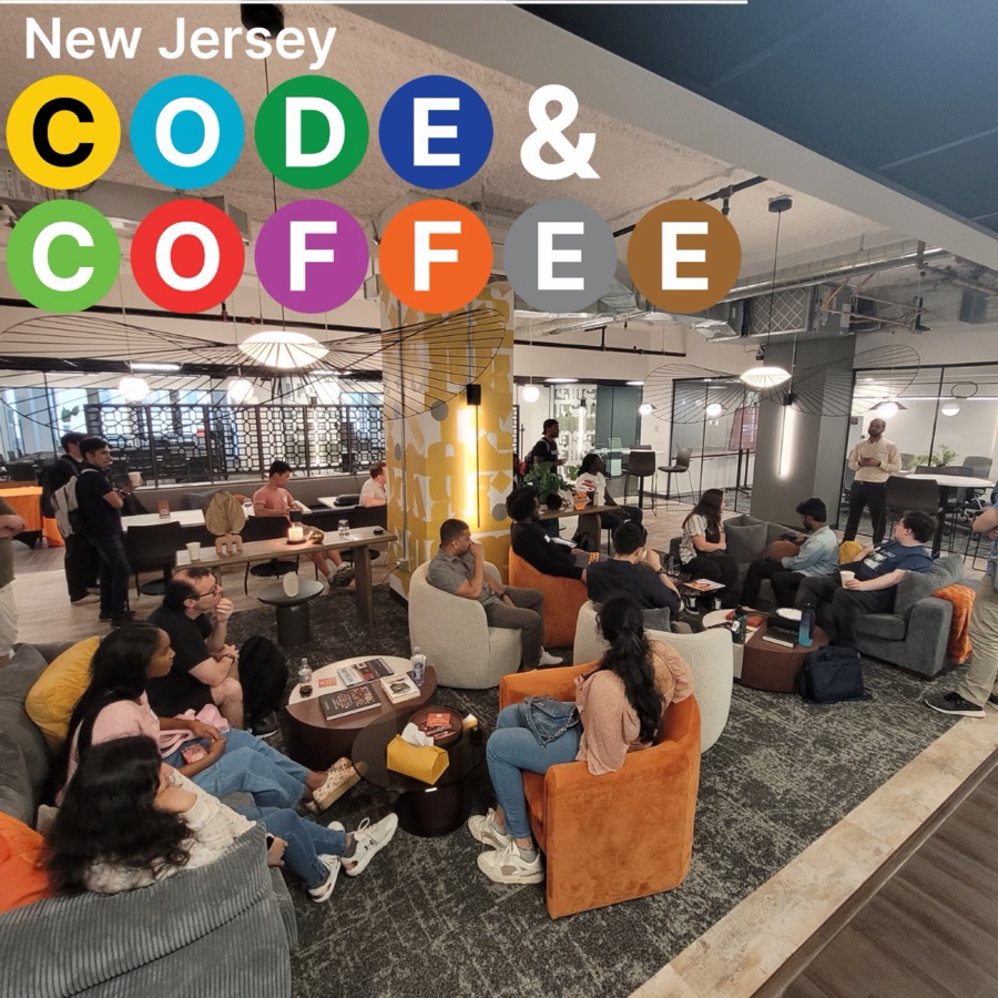 Flyer for NJ Code & Coffee - Newark Tech Week Edition